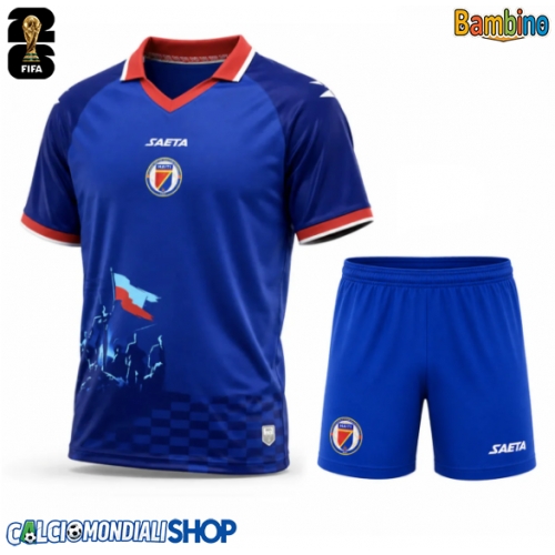 Maglie da calcio Haiti Prima Maglia Bambino Mondiali 2026  Manica Corta + Pantaloni corti)